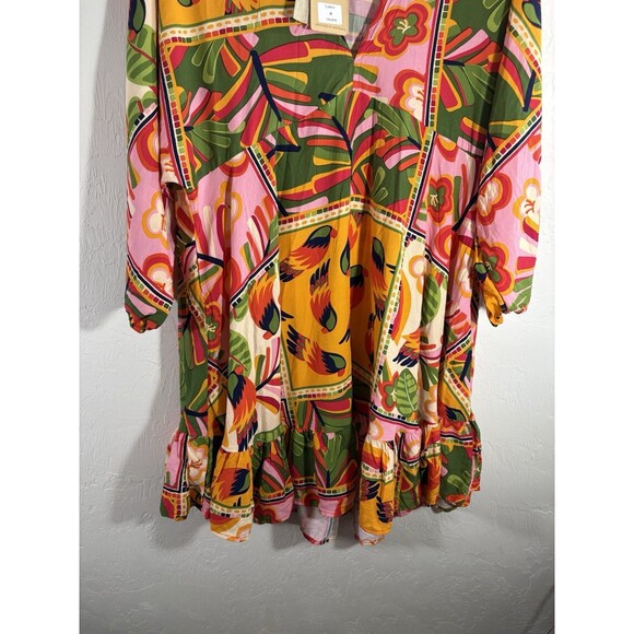 Label of Love NWT Orange Green  Tropical Medium Woman dress Anthropologie Summer - Picture 8 of 11